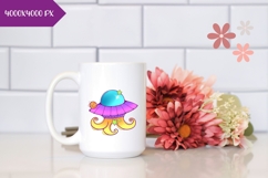 Hand Drawn Cosmic Illustration, Colorful Spaceship PNG Product Image 2