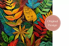 Summer Tumbler Wrap Design, Tropical Leaves Tumbler Template Product Image 2