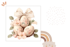 Pastel Easter Eggs Pillow, Cute Flowers Pillow Design Product Image 2