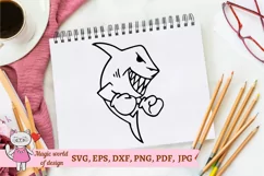 Shark in Boxing Gloves SVG , hand drawn cut file cricut Product Image 4
