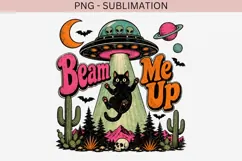 UFO black cat png design for T-shirt Product Image 2