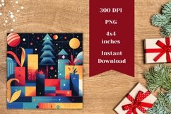 Abstract Christmas Square Coasters, Holiday Square Coaster Product Image 2