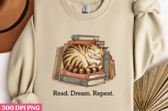 Read. Dream. Repeat PNG, Book Lover Sublimation PNG Product Image 1
