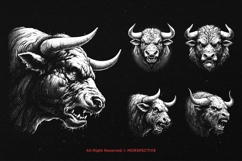 10 Bundle Dark Art Bulls Beast Animal with Horn Tattoo Product Image 3