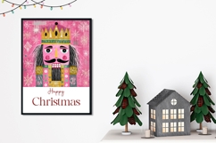 Pink Christmas Nutcracker Greeting Card, Christmas Card Product Image 2