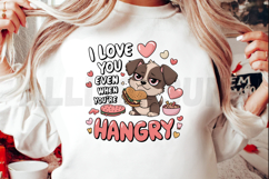 hangry, hungry, dog, puppy, cartoon, funny, valentines day, love, heart, food, sandwich, illustration, vector, cute, adorable, valentines, kawaii, puppy love, i love you, greeting card, sticker, poster, design, digital art, digital download, t shirt, vect