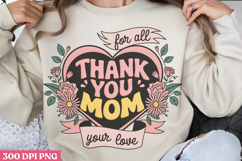 Thank you mom for PNG, Retro Mother Sublimation PNG Product Image 2