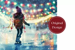 Christmas Girl Tumbler Wrap Design, Figure Skating Tumbler Product Image 2