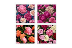 Peony &amp; Carnation Flower Digital Paper | Flower Pattern Product Image 2