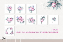 Watercolor peonies cliparts bundle Product Image 3