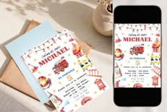 Fire truck Birthday Invitation Template Product Image 3