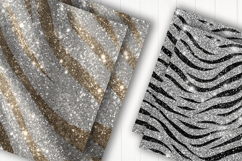 Silver Glitter Zebra Print Digital Paper Product Image 2