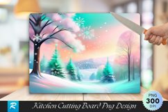 Peach and Mint Snowy Dreamland Cutting Board PNG Design Product Image 1
