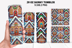 House Skinny Tumbler 20oz Wrap Design, Christmas Tumbler Product Image 1