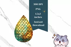 Metallic Teardrop Earring PNG, Dragon Skin Earring Design Product Image 2