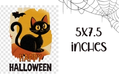 Vintage Halloween Cat Towel Design, Happy Halloween PNG Product Image 2