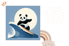 Baby Panda Pillow PNG, Cartoon Panda Pillowcase Template Product Image 2