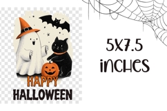 Cartoon Halloween Cat Towel, Halloween Ghost Sublimation Product Image 2