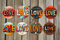 Boho Inscription | hippie Round earring sublimation design Product Image 2
