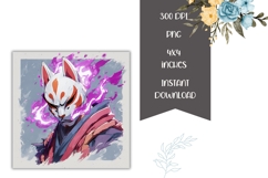 Cartoon Samurai Square Coasters, Anime Square Coaster Design Product Image 2