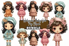 Cute Baby Girl Watercolor Clipart Product Image 1