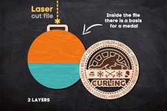 Curling Sport Medal SVG laser cut files for Glowforge Product Image 2