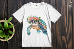 Floral Sea Turtle Clipart Sublimation PNG Product Image 2