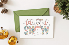 Let It Snow Png, Retro Christmas Snowman Svg, Holiday Vibes Product Image 2