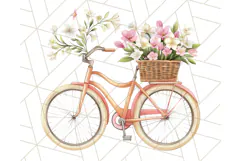 Bicycle with Flowers PNG, Pastel Spring Floral Bike Clipart Product Image 2