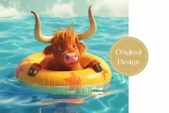 Highland Cow Tumbler Wrap Design, Summer Animals Tumbler Product Image 2