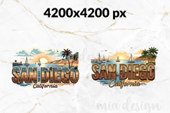 San Diego PNG, Vintage SoCal Beach Skyline Sublimation Product Image 2