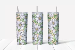 Flowers sublimation design. Skinny tumbler wrap design. Product Image 5
