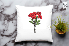 Coral Red Poppy Bouquet Clipart Sublimation PNG Product Image 3