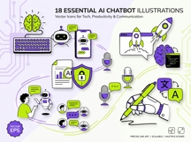 18 AI Chatbot Illustration EPS Icons for Tech Productivity Product Image 2