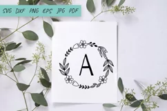 Flowers SVG. Flower Wreath svg, Floral svg, Monogram Wreath Product Image 2