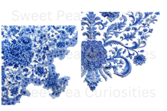 Blue Toile, Ephemera, PNG, Clipart, Junk Journal, flowers Product Image 2