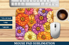 Zinnia Flower Pattern Mouse Pad | Mouse Pad Sublimation Product Image 1