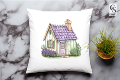 Lavender Garden Cottage House Clipart Sublimation PNG Product Image 2