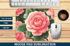 Camellia Flower Pattern Mouse Pad | Mouse Pad Sublimation Product Image 1