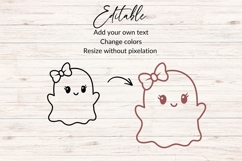 Cute Girl Ghost SVG with Bow, Hand Drawn Halloween SVG Product Image 2