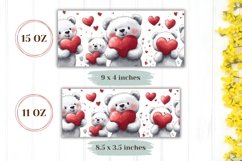 Cartoon Bear Mug Template, Love Hearts Mug Sublimation PNG Product Image 2