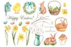 Happy Easter watercolor set. Easter traditions. Product Image 2