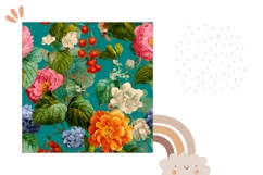 Cartoon Flowers Pillow PNG, Vintage Floral Pillow Case Product Image 2