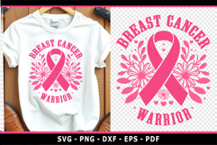 Breast cancer warrior SVG, Cancer floral ribbon svg cut file Product Image 1