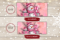Pink Christmas Snowman Mug, Christmas Presents Mug Template Product Image 2