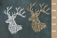Deer Head SVG PNG, Deer antlers, Cricut, Silhouette cut file Product Image 1