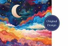 Moon Tumbler Wrap Design, Colorful Sky Tumbler Template Product Image 2