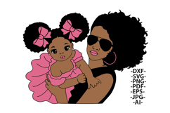 Mother and Child SVG Bundle Afro Girl and Boy Clipart Product Image 2