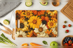 Sunflowers &amp; Marigold Cutting Boards sublimation Designs Product Image 2