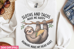 Sloths And Tacos make PNG, Sloth Sublimation PNG Product Image 2